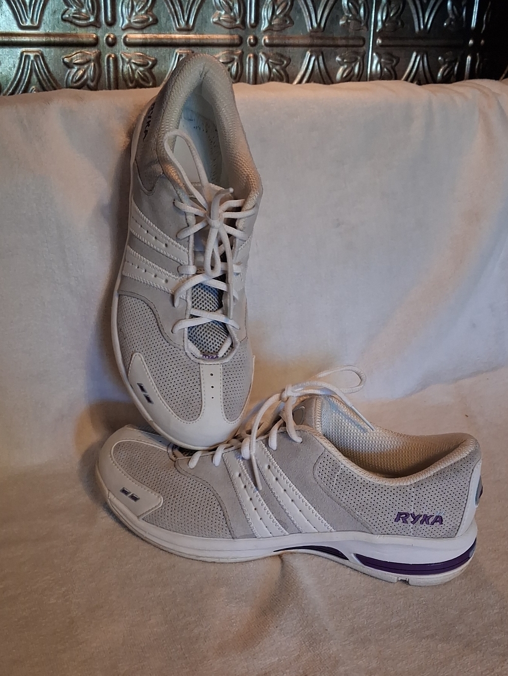 Ryka White and Purple Women's Athletic Walking Shoes